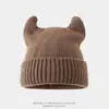 Nuevo gorro de punto de dibujos animados para niños con diseño de cuernos, engrosado para otoño e invierno, cálido gorro de lana para niños, gorro para bebé niño, transfronterizo
