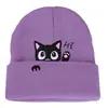 Amazon Fofo Hi Probe Gato Bordado Flor Proteção Auricular Chapéu de Tricô Chapéu de Casal Desenho Animado Gorro Chapéu Pulôver Quente