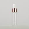 Frasco de vidro transparente tipo tubo 15ml com veios prateados, frasco para óleo essencial, frasco para líquido de essência, frasco para misturas, frasco com conta-gotas
