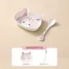 Estilo Lindo de Colina Vajilla Infantil Melamina de Grado Alimenticio Plato Dividido de Gato y Conejo Suministros para Madre y Bebé Tazón para Comida de Bebé