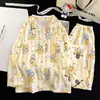 Conjunto de ropa de casa para niños, pijamas para niños y niñas, ropa de algodón con patrón de nubes para bebé con aire acondicionado, pijamas finos de verano