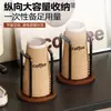Dispensador de vasos desechables, portavasos de papel de escritorio, estante para vasos a prueba de polvo de madera maciza para guardar vasos, vasos de agua, tazas de café y tazas de té