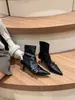[]2026 Botines Retro de Punta Cuadrada con Tacón de Aguja, Cierre Trasero, Elásticos, Adelgazantes, Hebilla de Cuero, para Otoño e Invierno