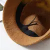 Sombrero de pescador de punto de mezcla de lana estilo japonés para mujer, estilo socialité Otoño e Invierno con hebilla de cinturón, Sombrero de pescador cálido retro francés