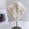 Chapéu de Crochê Artesanal Estilo Boêmio com Ponto Vazado para Mulheres Proteção Solar de Verão Chapéu de Lã Touca de Algodão Puro
