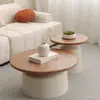 Mesa de centro de apartamento color crema, sala de estar, apartamento pequeño, minimalista, moderna, hierro forjado, redonda, mesa de centro estilo martini para uso doméstico