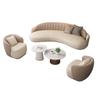 Sofá Silla de Arte de Cuero Curvado de Lujo Ligero Combinación de Mesa de Centro Sala de Estar Salón de Belleza Traje Área de Descanso Sofá Vestíbulo de Hotel