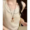 Nuevo Collar Colgante de Resina Estilo Étnico Chino Marrón Retro para Mujer Lanyard Cadena de Clavícula Accesorios Nuevo Estilo 2026