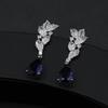 Pendientes de Zirconia con Forma de Gota de Agua y Hoja Larga Populares Transfronterizos, Pendientes de Diseño de Lujo Ligero de Gama Alta, Pendientes Exquisitos, Modernos y Versátiles