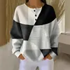 26 Exclusivo da Amazon Novo Moletom Polo Digital 3D Retro de Três Botões para Mulheres--Padrão Waffle