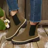 Botas 2025 Novas Botas de Couro Fashion com Bico Redondo Meio-Alto Fosco Botas Chelsea Fashion Versátil Casual para Mulheres