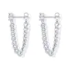Pendientes de Borla con Cadena de Zirconia Incrustada, Diseño Personalizado, Baño de Oro Real en Latón, Venta Caliente Transfronteriza Europea y Americana, Pendientes para Mujer