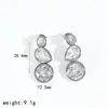 Brincos de Design Nicho Transfronteiriços em Formato de Folha, Estilo Leve de Luxo, Brincos de Aço Inoxidável em Formato C com Zircônias Cravejadas de Diamantes, Brincos com Pingente de Gota d'Água