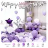 Decoraciones de Feliz Cumpleaños Set de Globos Pared de Fondo Fiesta Niño Niña Corona de Cumpleaños Globos de Papel de Aluminio