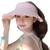 Chapéu de Sol de Renda com Top Vazado para Mulheres, Chapéu de Sol de Palha com Aba Larga Respirável, Chapéu de Sol Anti-UV, Chapéu de Proteção Solar