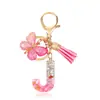 Moda Novo Rosa Cola Pingando Letra Chaveiro Lantejoulas Borboleta Franja Pingente Acessórios Bolsa Pendurar Enfeites Atacado