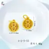 Pendente Duplo de Caractere de Felicidade Dupla e Boa Sorte com Duas Alças Acessórios para Joias DIY Ouro Fosco Cobre Vazado Banhado a Ouro Estilo Chinês Design de Janela de Flor de Ameixa