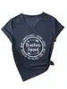 Talla Grande 100 kg Estilo High Street Americano Estampado de Letras Holgada Adelgazante Manga Corta Camiseta para Mujer Verano Cuello en V Top