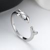 Anillo abierto de tiburón de suministro transfronterizo Wish Europa y Estados Unidos personalidad creativa 925 plateado anillo de moda para hombres y mujeres al por mayor