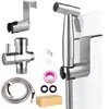 Conjunto de pistola pulverizadora companheira de vaso sanitário de aço inoxidável transfronteiriço, bico de bidê portátil, pistola pulverizadora pequena de limpeza de vaso sanitário pressurizada