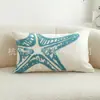 Funda de Almohada Bordada de Estrella de Mar Azul Estilo Moderno Sencillo Funda de Almohada Bordada Individual Una Pieza Envío Directo Piel Amigable para Sofá