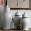 Cerámica de Jingdezhen esmalte monocolor cerámica blanca simple maceta general decoración suave para el hogar china jarrón