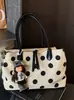 Bolsa Tote Yuezi Poá Color Block Grande Capacidade, Novo Estilo Verão Versátil Relaxado Linho Bolsa de Mão, Bolsa de Ombro, Bolsa de Braço