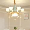 Lámpara de Sala de Estar Araña de Estilo Europeo Cristal Atmosférico Cerámica Simple Moderna Lámpara de Restaurante Led Lámparas de Dormitorio para Nuevo Hogar