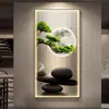 Nueva Decoración de Paisaje para Vestíbulo Chinoiserie Pared de Fondo Frente a la Puerta Pintura Colgante de Paisaje Pasillo Pasillo Pintura de Luz LED