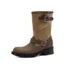 Botas western estilo británico, botines con tacón grueso de 4 cm, versátiles para el trabajo y el uso diario, disponibles en punta cuadrada y redonda, con una hebilla de una sola correa