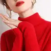 Suéter simple de cuello alto para mujer, otoño e invierno, corte ajustado, longitud corta, sin botones, ajustado, capa interior, lana sintética, top de punto de manga larga