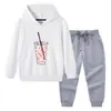 Primavera y Otoño 2023 nueva ropa infantil transfronteriza suéter con capucha para niños pantalones conjunto de dos piezas bebé algodón manga larga