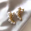Pendientes Vintage Estilo Francés con Ojo de Gato Incrustado de Diamantes y Perlas, Pendientes de Lujo Ligero de Gama Alta, Exquisitos y Modernos Accesorios para Orejas Versátiles al por Mayor