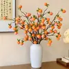 Ruyi de Caqui Fruta de Caqui Falsa Arranjo de Flores Artificiais Decoração de Mesa Entrada Ornamento de Arranjo Floral Transmissão ao Vivo Dropshipping