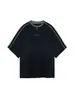 Camiseta de Verano para Hombre con Rayas Patchwork Estilo Raglán Manga Corta Marca de Moda Tendencia Estilo Callejero Fresco Camisa Vintage de Cinco Puntos