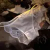 Calcinhas de Renda Cetim de Alta Qualidade Estilo Francês, Transparentes Sexy de Corte Alto em Renda, Cintura Média-Baixa, Antibacterianas, Estilo Puro Desejo com Tiras Finas