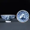 Taza de té cerámica sombrero maestro taza de té pintada a mano té individual taza de té japonés azul y blanco porcelana taza de té juego de té kung fu cuenco de té al por mayor
