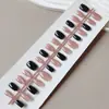 Uñas Vestibles de Tamaño Completo, Uñas Postizas Sencillas, Manicura Moda Estilo Ins Blanqueador Color Salto Negro y Rosa, 30 Piezas de Uñas Pre-Hechas