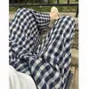 Calça Cropped Casual Versátil Tendência Xadrez Vermelho e Azul Elástica Dupla Face Estilo Novo Temporada Primavera Verão 2026