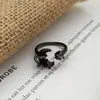 Anillo Abierto de Serpiente Negra Mate Estilo Gótico Oscuro Forma de Mariposa Corazón Espina Anillo de Dedo Índice Apilable Genial de Moda Nicho Unisex
