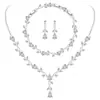 Amazon Boda Novia Collar y Pendientes Set de Joyería con Accesorios de Aleación Incrustados de Diamantes Fabricante En Stock Venta al por Mayor Estilo Lujo Ligero