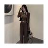 Estilo Hong Kong Novo Estilo Chinês Estilo Nacional Casual Roupa Esportiva Conjunto Feminino 2024 Novo Jaqueta Alcinha Calça Wide Leg Conjunto de Três Peças Tendência