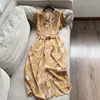Verão 2026 Novo Seda Casual Cintura Marcada Novo Estilo Chinês Estampado Vestido Longo Feminino Atacado N5AQ8702