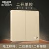Delixi Socket de Interruptor Ultradelgado Panel de Enchufe Grande Plano Enchufe Dorado Marco de Acero Dorado Shisha Panel Simple 86