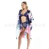 Bufanda Estampada de Algodón Twill Nuevo Europeo y Americano para Mujer Anti-Sol Chal Dividido Toalla de Playa