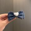 Diadema de Mezclilla Azul Linda con Encaje y Moño para Niña Accesorio de Cabello de Alta Gama para Niña Pinza Superior Pinza de Cabello Elegante para Niños