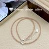 Diseño Nicho Coreano Joyería de Plata Plata de Ley S925 Corazón Ópalo Rosa Aguamarina Collar Simple Moda Ins