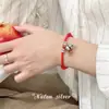 Pulsera de Plata S925 Vintage Desgastada con Borla de Caballo del Zodiaco para Mujer Joyería de Mano DIY al por Mayor C0056