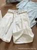 Calça casual elegante com cinto ~ Novo 2025 shorts femininos versáteis de perna reta, shorts de verão de cintura alta emagrecedores
