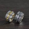 Rey Ciervo Dorado Anillo Abierto Vajra Estilo Étnico Vintage de Plata S925 Anillo Vintage Sánscrito para Hombre